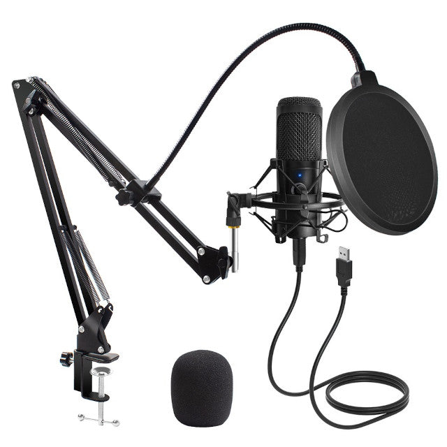 USB Microphone with Boom Arm, Pop Filter, Windscreen, Shock Mount, Table Clamp, Stand
