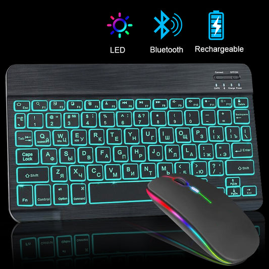RGB Bluetooth Keyboard and Mouse Rechargeable Wireless Backlight