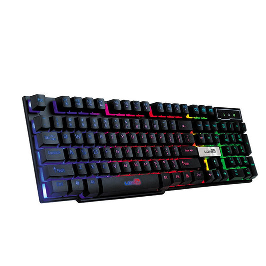 Full-size black USB office keyboard with soft LED backlight