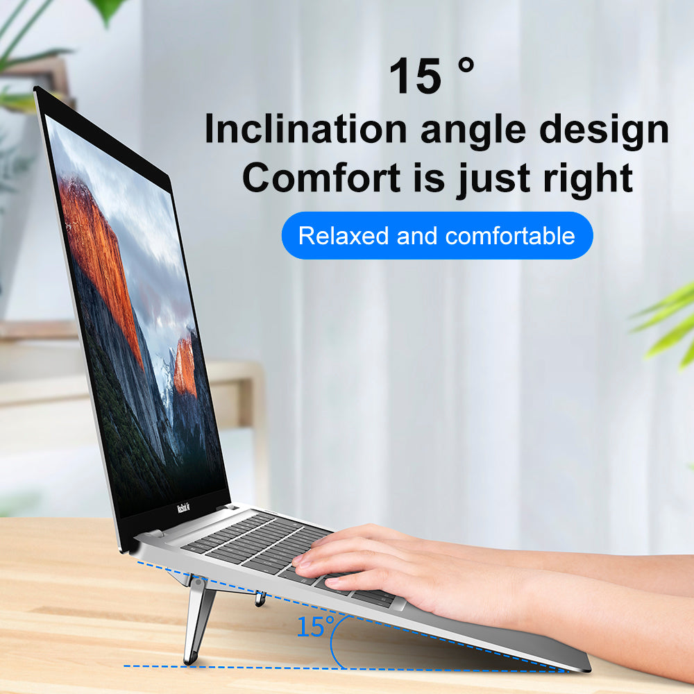 15-degree ergonomic laptop angle on a café or home desk