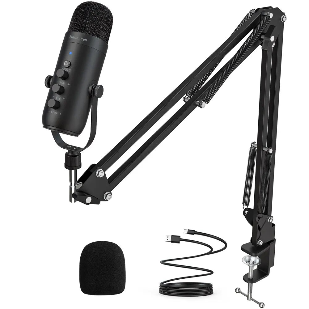 USB condenser mic kit with scissor boom arm