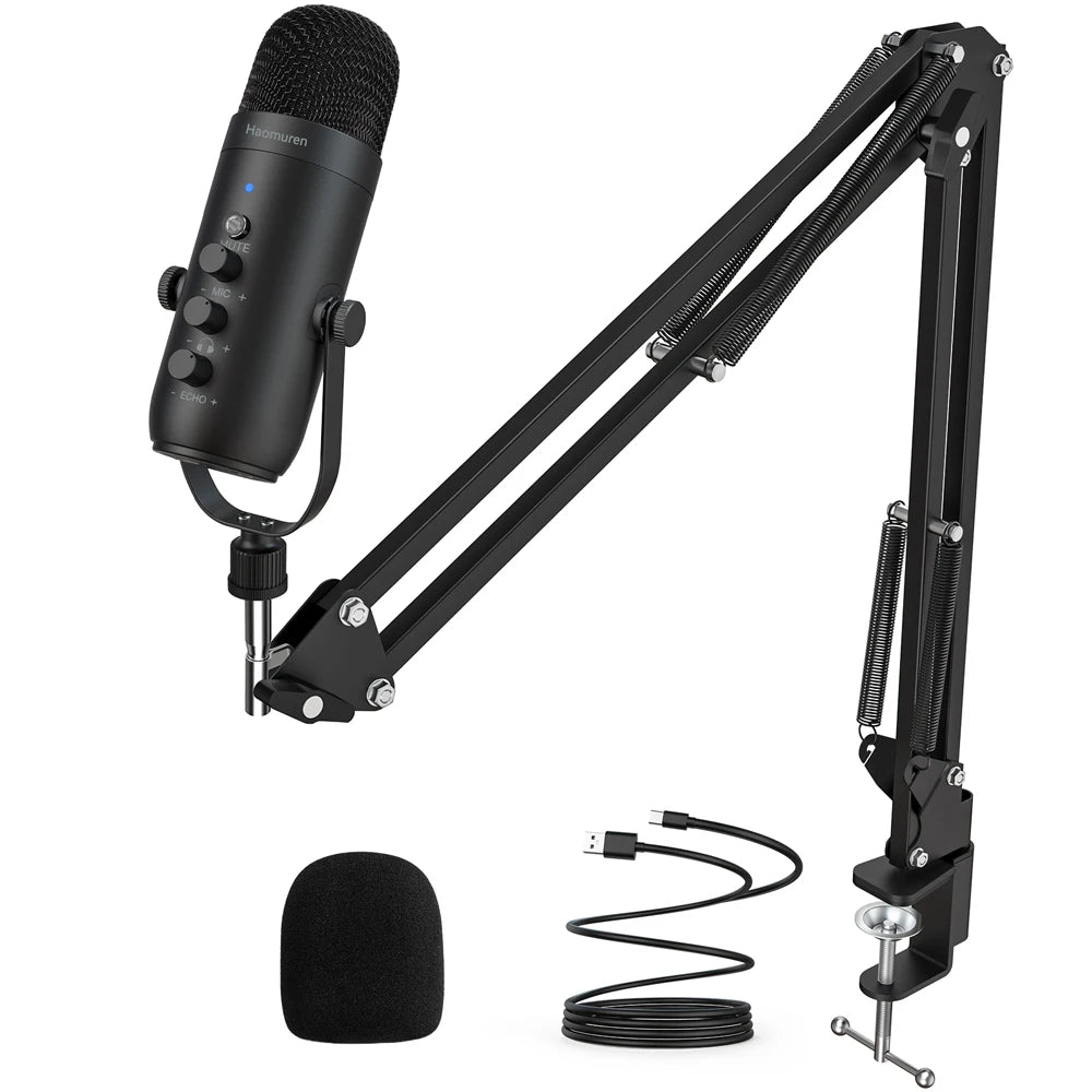 USB condenser mic kit with scissor boom arm