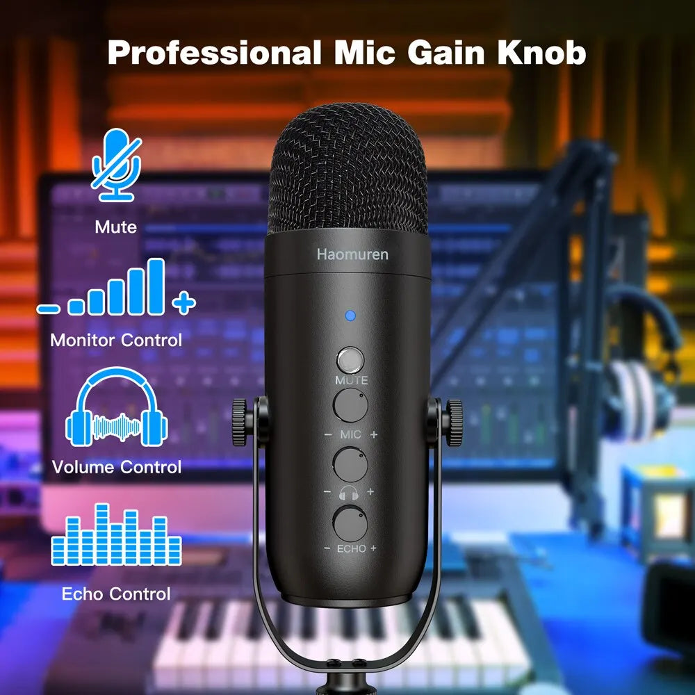 USB condenser mic kit with scissor boom arm