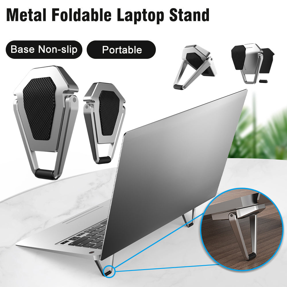 Metal foldable laptop wedge stands lifestyle