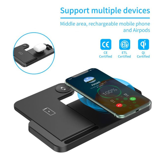 Space-Saving 4-in-1 Fast Wireless Charger