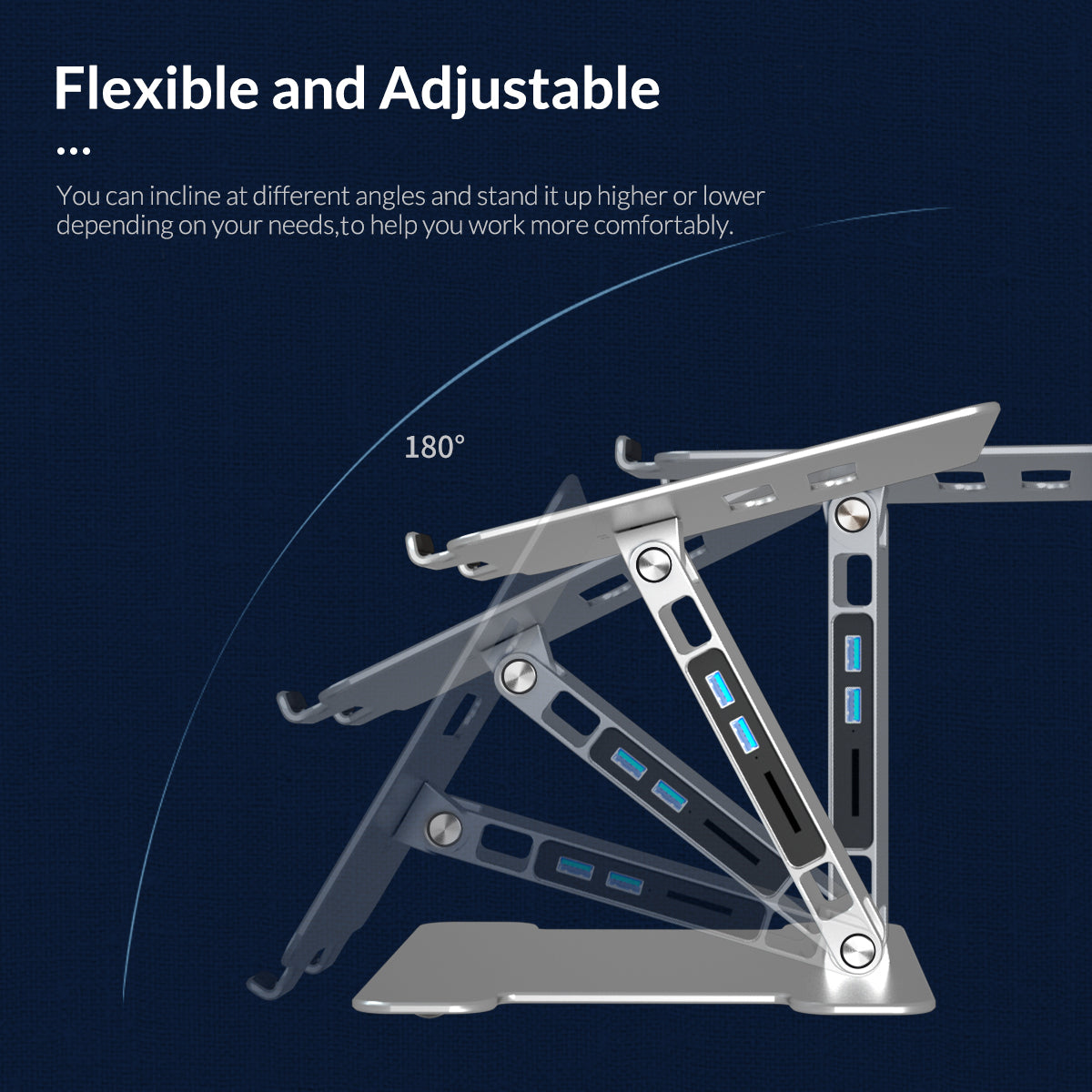 Orico Adjustable Laptop Stand with 4-Port USB 3.0 Hub - Convenient and  Ergonomic Solution